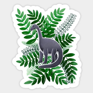 Dinosaur & Leaves - Jungle Green Sticker